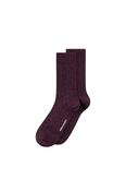 Bykle Neps Wool Rib Sock - Darkest Purple