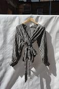 Irish Linen Wrap Top - Gingham Check image