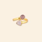 Ring - Matsya's Allure - Strawberry Quartz &amp; Rainbow Moonstone