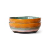 HKliving® 70s Ceramics - Pasta Bowls - Set Of 2 - Golden Hour