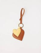 Bag Charm - Eco Classic Leather - Hearts - Cognac/Butter Yellow