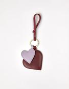 Bag Charm - Eco Classic Leather - Hearts - Ruby/Lavender
