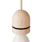 Bulb Holder W/Shade Rings - E27 - Natural Wood