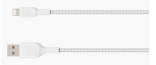Belkin Braided Lightning to USB-A Cable 1m White Fast Charging Recycled Materials