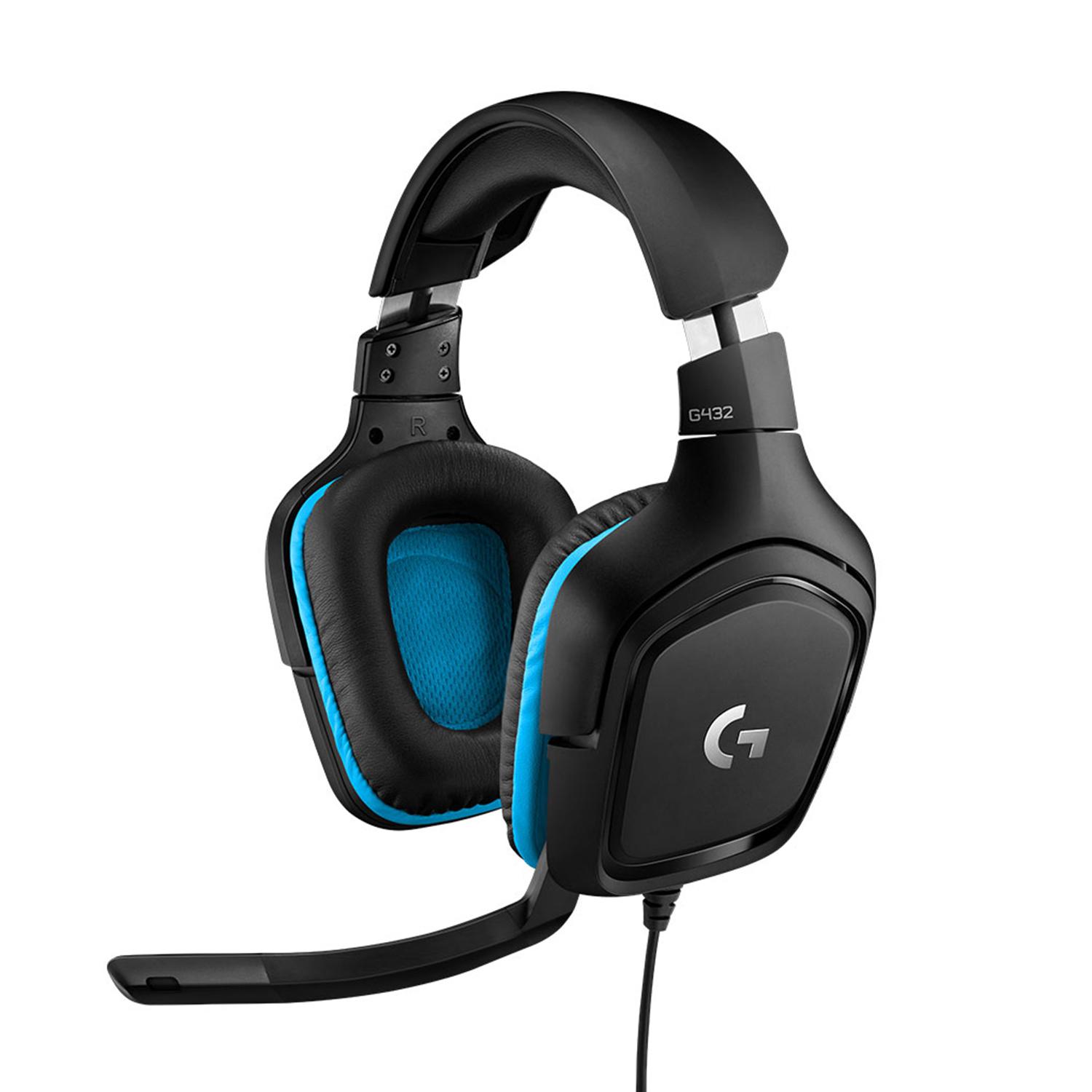 Logitech G432 Wired 7.1 Surround Sound Gaming Headset Black Blue Microphone