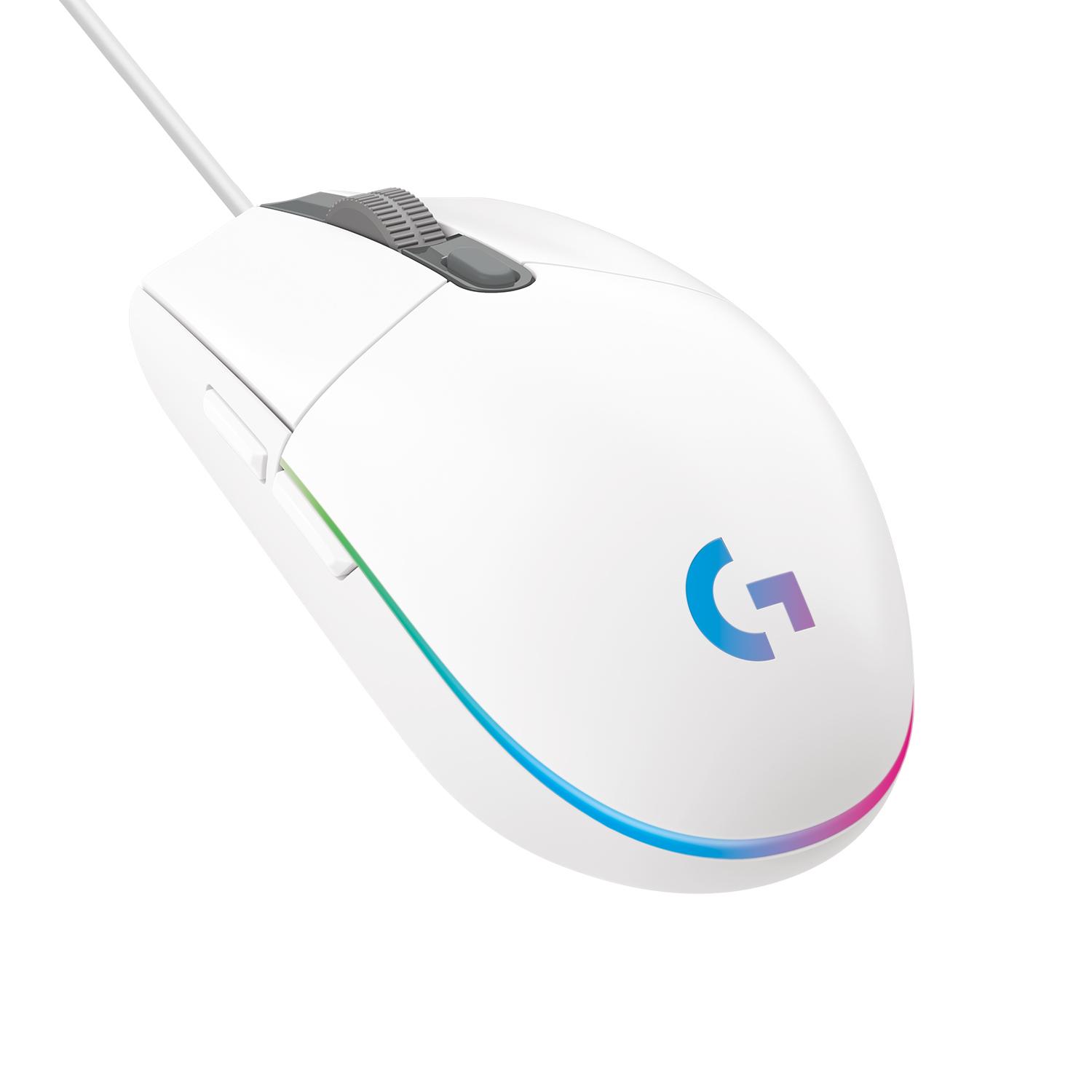 Logitech G G203 LIGHTSYNC Wired Gaming Mouse 8000 DPI RGB White 6 Programmable Buttons 1 ms Response Time