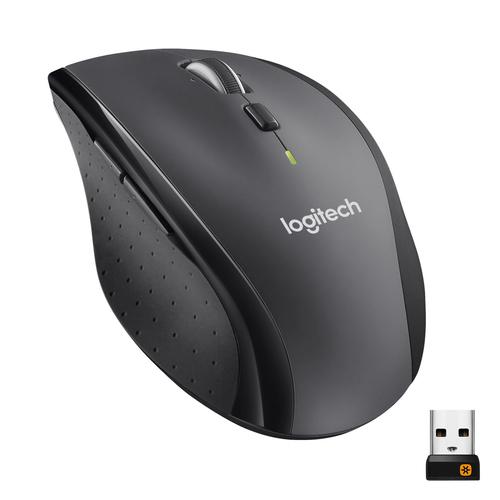 Logitech Marathon M705 Right-hand Wireless Mouse, 1000 DPI Optical Sensor, Charcoal, 10m Range, 36 Month Battery Life, 7 Buttons, Tilt Wheel, USB Receiver