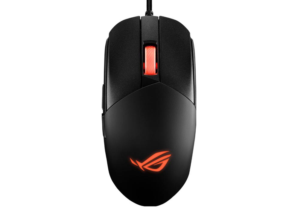 Asus ROG Strix Impact III Wired Gaming Mouse - 12,000 DPI, 59g, RGB, Black, Right-hand, USB Type-A, Optical with Red ROG Logo and Scroll Wheel Illumination