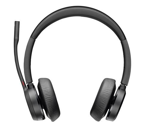 Poly Voyager 4320 USB-C Stereo Headset with BT700 Dongle and Charging Stand - Black, Wireless, 24h Talk Time, 47h Music, Microsoft Teams Certified, Over-ear, Microphone Boom