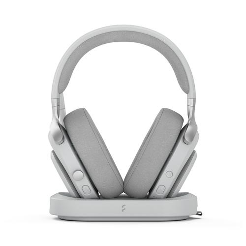 Fractal Design Scape Wired & Wireless Gaming Headset - Grey/White, Bluetooth + USB Dongle, 40-Hour Battery, Charging Stand, Noise-Cancelling Mic