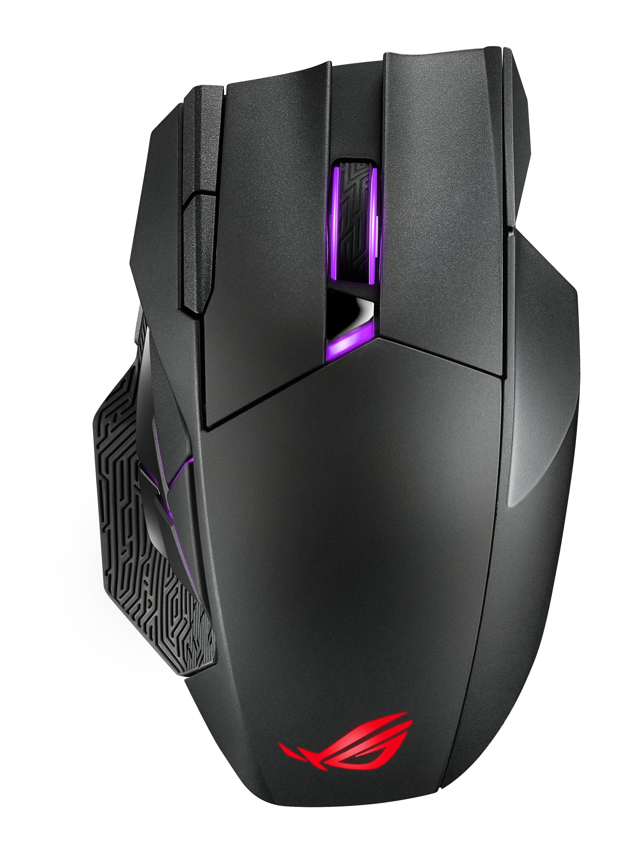 ASUS ROG Spatha X Wireless Gaming Mouse - 19000 DPI, 12 Buttons, Black, Right-hand, Optical, RF Wireless, USB Type-C with RGB Lighting, Textured Grip, ROG Logo