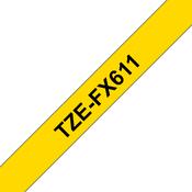Brother TZE-FX611 Labelling Tape Black on Yellow 6mm W 8m L image