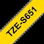 Brother TZE-S651 Strong Adhesive Tape Black on Yellow 24mm W 8m L image