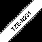 Brother TZE-N231 Non laminated Tape Black on White 12mm W 8m L image