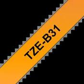 Brother TZE-B31 Laminated Tape Black on Fluorescent Orange 12mm W 5m L image