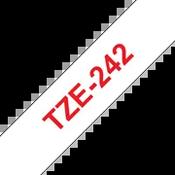 Brother TZE-242 Laminated Tape Red on White 18mm W 8m L image