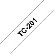 Brother TC-201 Labelling Tape Black on White 12mm W 7.7m L image