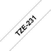 Brother TZE-231 Labelling Tape Black on White 12mm W 8m L image