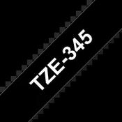 Brother TZE-345 Laminated Tape White on Black 18mm W 8m L image