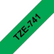 Brother TZE-741 Labelling Tape Black on Green 18mm W 8m L image
