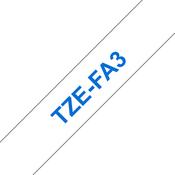 Brother TZE-FA3 Labelling Tape Blue on White 12mm W 3m L image