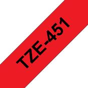 Brother TZE-451 Laminated Tape Black on Red 24mm W 8m L image