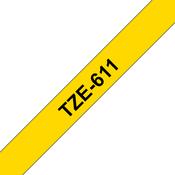 Brother TZE-611 Laminated Tape Black on Yellow 6mm W 8m L image