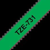Brother TZE-731 Laminated Tape Black on Green 12mm W 8m L image