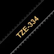 Brother TZE-334 Laminated Tape Gold on Black 12mm W 8m L image