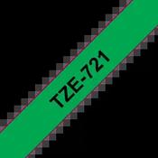 Brother TZE-721 Labelling Tape Black on Green 9mm W 8m L image