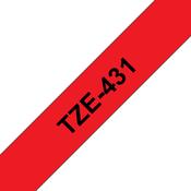 Brother TZE-431 Labelling Tape Black on Red 12mm W 8m L image