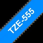 Brother TZE-555 Laminated Tape White on Blue 24mm W 8m L image