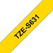 Brother TZE-S631 Strong Adhesive Tape Black on Yellow 12mm W 8m L image
