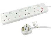 Cables Direct RB-02-4GANGSWD surge protector White 4 AC outlets 2 m