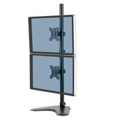 Fellowes Seasa Dual Stacking Monitor Arm - Freestanding Monitor Mount for 8KG 32 inch Screens - Ergonomic Adjustable Monitor Arm - Tilt 45 Pan 120 Rotation 360 VESA 75 x 75100 x 100 - Black image