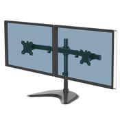 Fellowes Seasa Dual Monitor Arm - Freestanding Monitor Mount for 8KG 27 inch Screens - Ergonomic Adjustable Monitor Arm - Tilt 45 Pan 120 Rotation 360 VESA 75 x 75100 x 100 - Black image