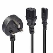 Lindy 2.5m UK 3 Pin Plug to IEC C13 and IEC C7 Splitter Extension Cable Black image