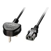Lindy 3m UK 3 Pin Plug To IEC C13 Mains Power Cable Black
