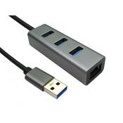 Cables Direct USB3-ETHGIGHUB laptop dockport replicator USB 3.2 Gen 1 3.1 Gen 1 Type-A Grey