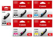 1 full set of Original Canon PGI-570XL and CLI-571 XL Inks 5 Pack 63.6ml of ink image