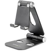 StarTech.com Phone and Tablet Stand - Foldable Universal Mobile Device Holder for Smartphones &amp; Tablets - Adjustable Multi-Angle Ergonomic Cell Phone Stand for Desk - Portable - Black image