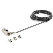 StarTech.com 6.5 2m 3-in-1 Universal Laptop Cable Lock - 4-Digit Combination LaptopDesktop Security Cable Lock Compatible w K-Slot Nano &amp; Wedge Slot Computer - Anti-Theft Steel Cable