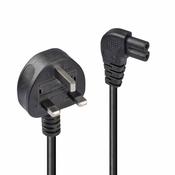 Lindy 0.5m UK 3 Pin Plug to Right Angled IEC C7 mains power Cable Black image