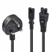 Lindy 2.5m UK 3 Pin Plug to IEC C5 &amp; IEC C7 Splitter Extension Cable Black image