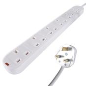 connektgear 2m 6 Way Surge Protected Power Extension Block - UK Plug to 6 x UK Sockets - White image