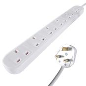 connektgear 5m 6 Way Power Extension Block - UK Plug to 6 x UK Sockets - White image