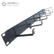 connektgear 5 Ring 19 Inch 1U Rack Mount Cable Management Bar - 85mm Loop Depth - Black image