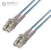 connektgear 2m Duplex Fibre Optic Multi-Mode Cable OM3 50125 Micron LC to LC Aqua image