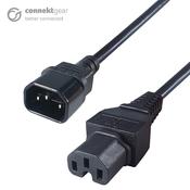 connektgear 1m Mains Extension Hot Rated Power Cable C14 Plug to C15 Socket image