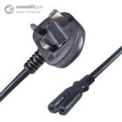 connektgear 2m UK Mains Power Cable UK Plug to C7 Figure 8 Socket
